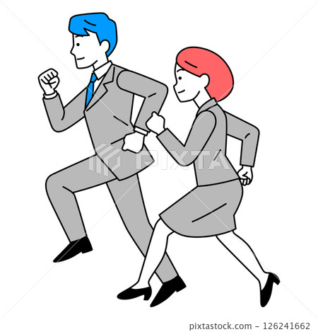 Men and women in suits running (sideways) 126241662