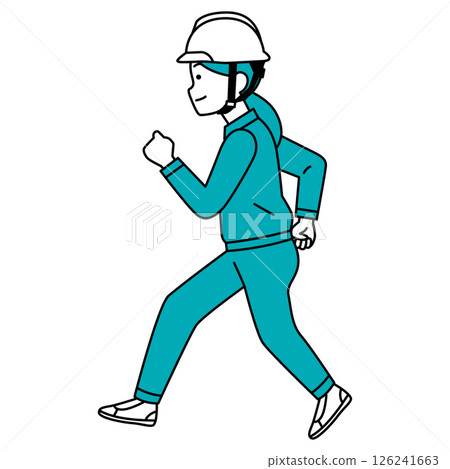 Running female worker (sideways) Running female worker (sideways) 126241663