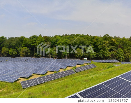 綠樹環繞的太陽能發電廠 126241767