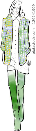 Illustration of a model-like woman walking down the runway Illustration of a model-like woman walking down the runway 126241909