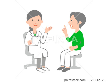 Female patient receiving a doctor's examination, whole body 126242179