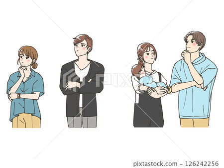 一群人抬頭思考 126242256