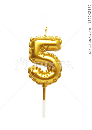 Birthday candles number five isolated on white background Birthday candles number five isolated on white background 126242582