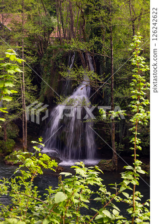 The historic village of Rastoke in the town of Slunj, where the Slunjcica River flows into the Korana River via cascades and waterfalls, Croatia The historic village of Rastoke in the town of Slunj, where the Slunjcica River flows into the Korana River via cascades and waterfalls, Croatia 126242622