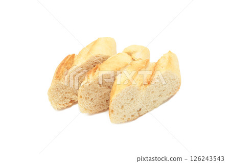 Sliced baguette bread isolated on white background 126243543