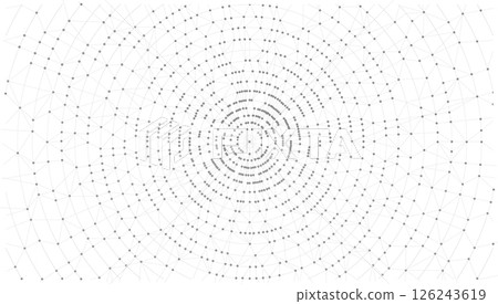 Technology abstract background. Dots connected by lines. Minimalist mesh backdrop. Abstract polygonal radial shape. Plexus circles. 126243619
