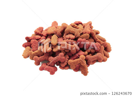 Healthy dry pet food for dogs isolated on white background. 126243670