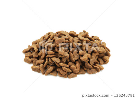 Delicious dog food balls isolated on white background Delicious dog food balls isolated on white background 126243791