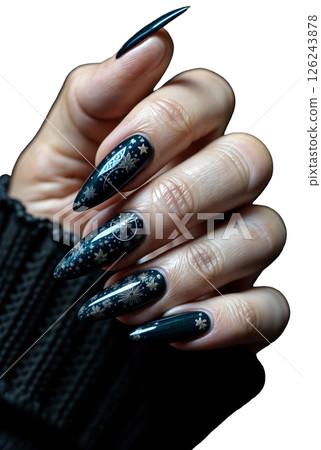 beautiful manicure with a black and red nails beautiful manicure with a black and red nails 126243878