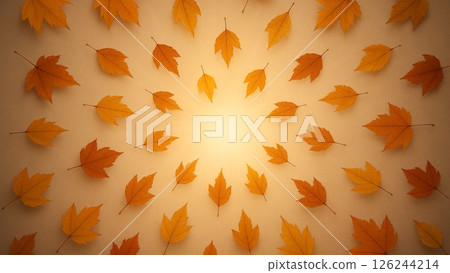 Autumn radiant background with fallen leaves quietly spreading 126244214