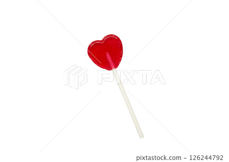 Sweet heart shaped lollipops isolated on white background. Valentine's day celebration Sweet heart shaped lollipops isolated on white background. Valentine's day celebration 126244792