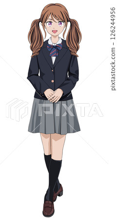可愛的高中女生插畫 可愛的高中女生插畫 126244956