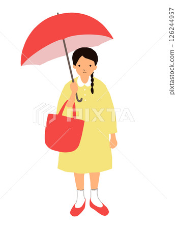 一位綁著辮子、撐著紅傘的女子 一位綁著辮子、撐著紅傘的女子 126244957