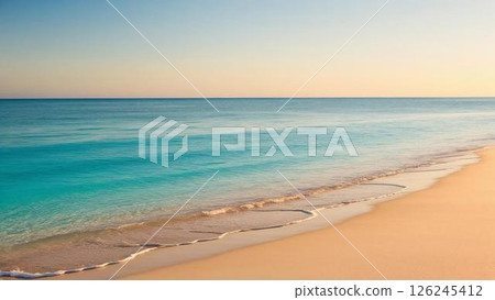 Calm sand and clear blue water - Summer beach scene 126245412
