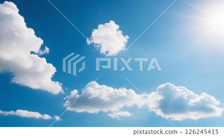 White clouds floating in the blue sky - refreshing summer sky 126245415
