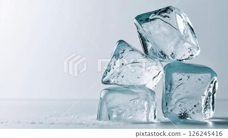 Transparent ice cubes - a symbol of coolness and coldness 126245416