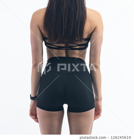 athletic female body, fitness woman, athletic girl torso on white background 126245619