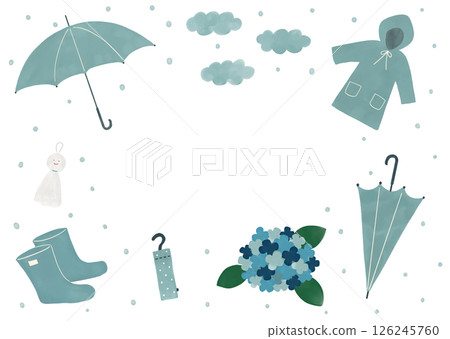 水彩風格雨季框架 水彩風格雨季框架 126245760