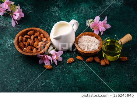 Almond alternative milk, oil and flour 126245940