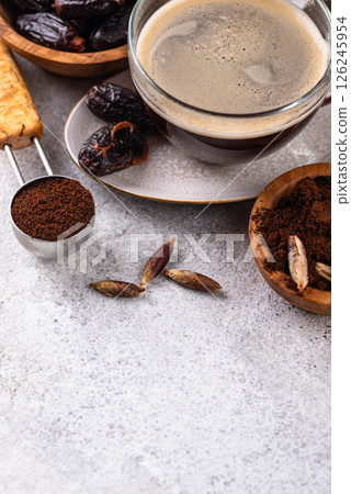 Coffee from date seed. Caffein free drink Coffee from date seed. Caffein free drink 126245954