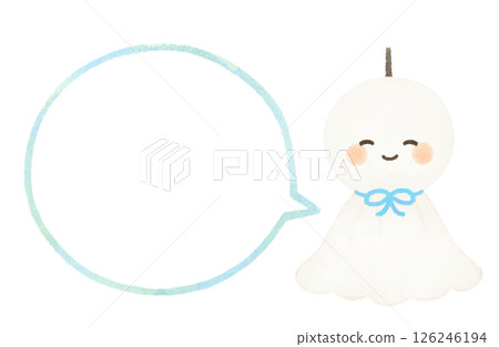 Illustration of a Teru Teru Bouzu and speech bubble 126246194