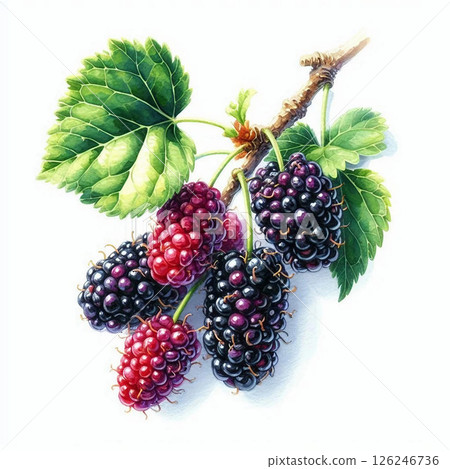 Mulberries hanging from the branches 126246736