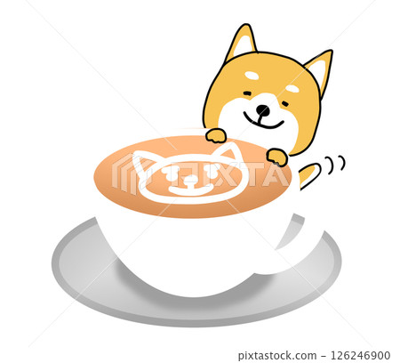 Shiba Inu-kun smiles when he sees dog latte art 126246900