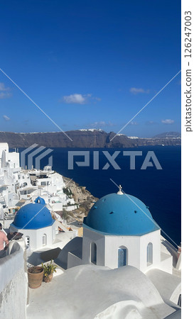 View of the church and the Aegean Sea from Oia 126247003