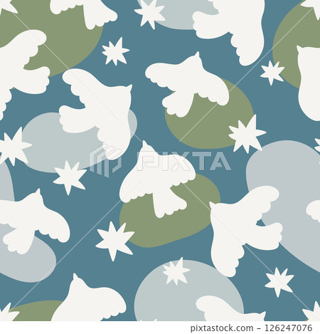 Summer seamless pattern design with doodle bird. Vector summer concept design for background, fabric, textile, wall art design. 126247076