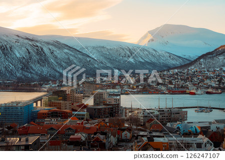 Arctic Cathedral and Tromso City in winter light Arctic Cathedral and Tromso City in winter light 126247107