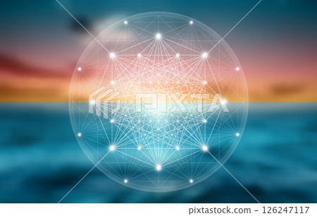 Sacred Geometry symbol, wireframe style. Geometric mystic mandala of alchemy esoteric octagon.  126247117