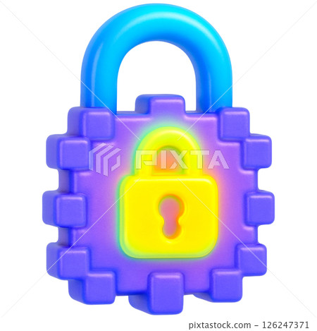 vibrant 3D lock symbolizing cybersecurity with colorful design vibrant 3D lock symbolizing cybersecurity with colorful design 126247371
