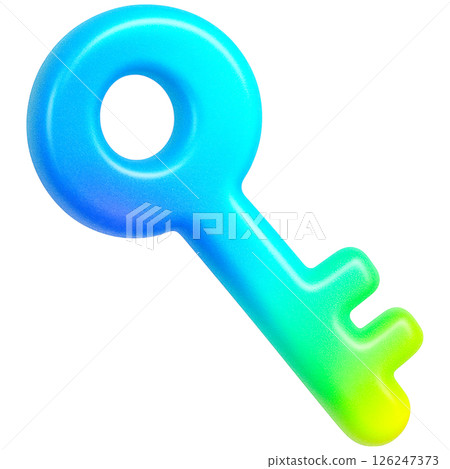 vibrant 3D key in blue and green hues symbolizes cybersecurity concepts 126247373