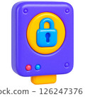 vibrant 3D illustration of padlock symbolizing cybersecurity with colorful design 126247376