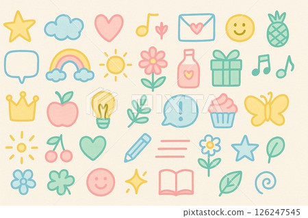 A set of decorations in gentle colors 126247545