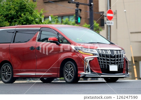 Red minivan image 126247590