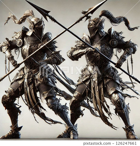 An illustration of a fantasy world armored soldier in a powerful stance An illustration of a fantasy world armored soldier in a powerful stance 126247661