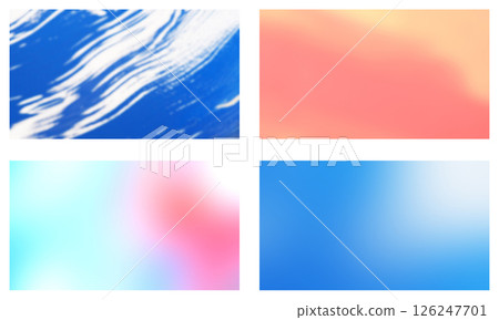 set includes smooth gradients, pastel blends, and a dynamic brushstroke pattern in vivid blue and white abstract background 126247701