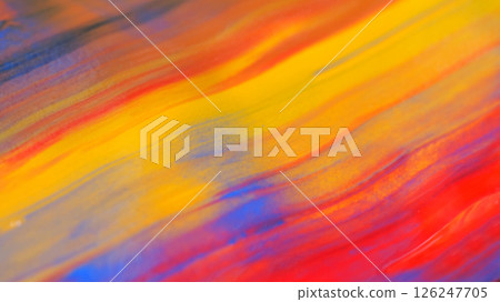 sweeping, horizontal strokes of yellow, red, orange, and hints of blue and purple, blended in a fluid and energetic pattern 126247705
