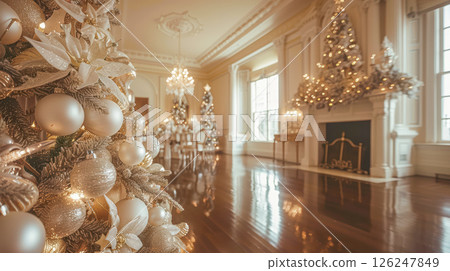 table is elegantly set for celebrating Christmas or New Year. 126247849