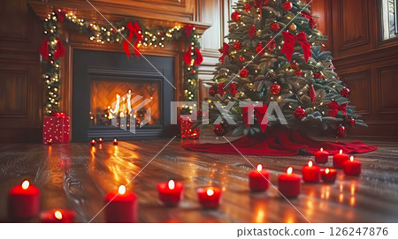 table is elegantly set for celebrating Christmas or New Year. 126247876