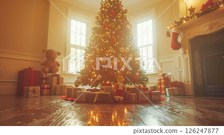 table is elegantly set for celebrating Christmas or New Year. 126247877