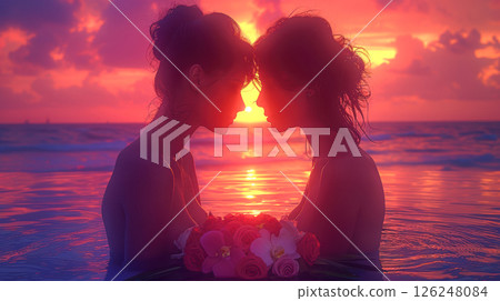 overjoyed multiethnic lesbian couple hugging and looking at each overjoyed multiethnic lesbian couple hugging and looking at each 126248084