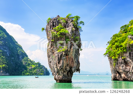 Amazing nature scenic view landscape with James Bond Island near Phuket in Thailand. Amazing nature scenic view landscape with James Bond Island near Phuket in Thailand. 126248268