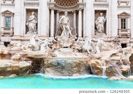 Amazing view of the Trevi Fountain in Rome. Trevi Fountain or Fontana di Trevi. Amazing view of the Trevi Fountain in Rome. Trevi Fountain or Fontana di Trevi. 126248305