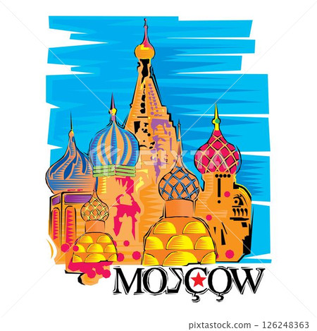 illustration of Moscow Saint Basil Cathedral in Red square 126248363