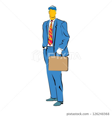 abstract Clipart of a businessman stands and holds a bag in his hand abstract Clipart of a businessman stands and holds a bag in his hand 126248368