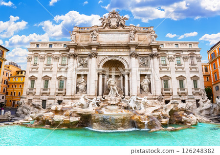 Amazing view of the Trevi Fountain in Rome. Amazing view of the Trevi Fountain in Rome. 126248382