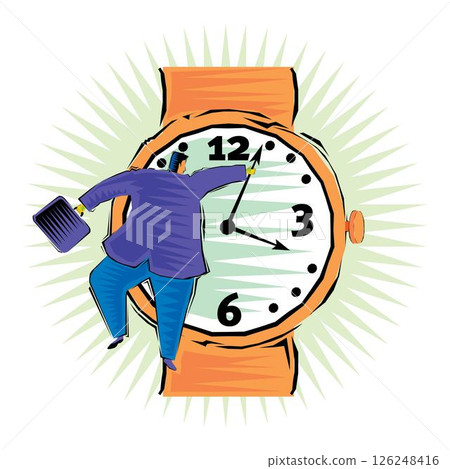 Clip Art of Businessman checking the time on his wrist watch Clip Art of Businessman checking the time on his wrist watch 126248416