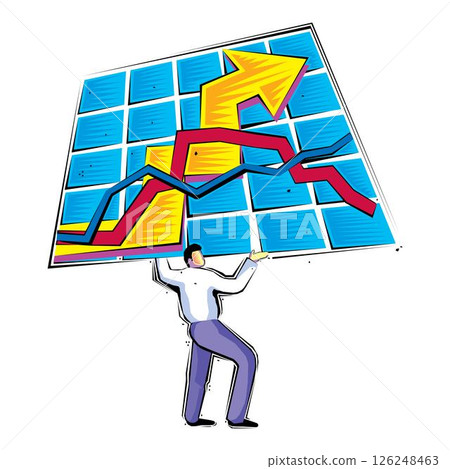 stocks market going up person carrying the burden of stocks rise stocks market going up person carrying the burden of stocks rise 126248463